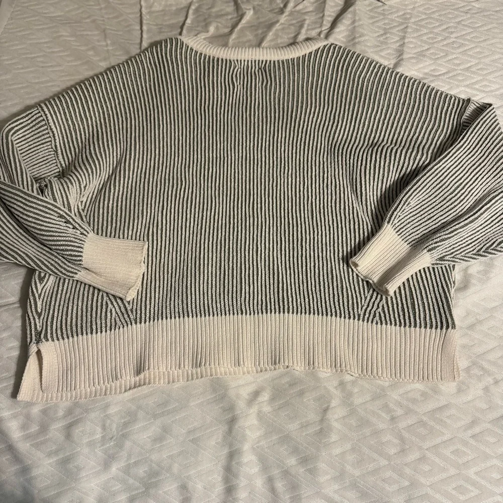 LOWEST PRICE ✨ Aerie Chenille V-Neck Sweater in Cream and Green - Picture 5 of 7
